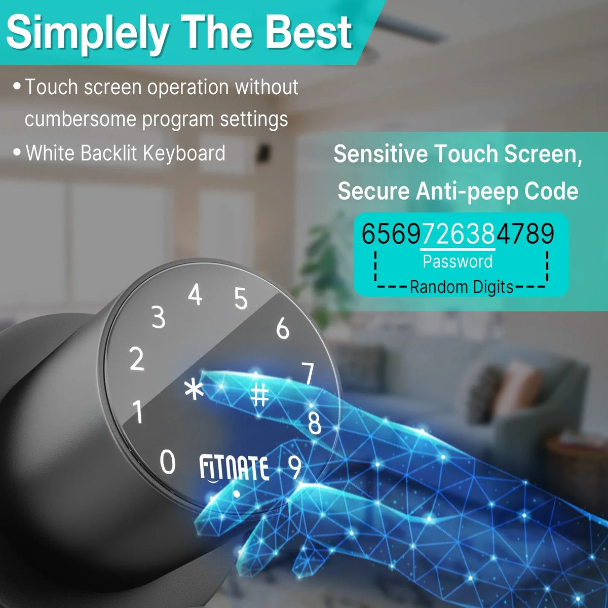 Door Electronic Code Lock Password Smart Digital Control Knob Keypad App
