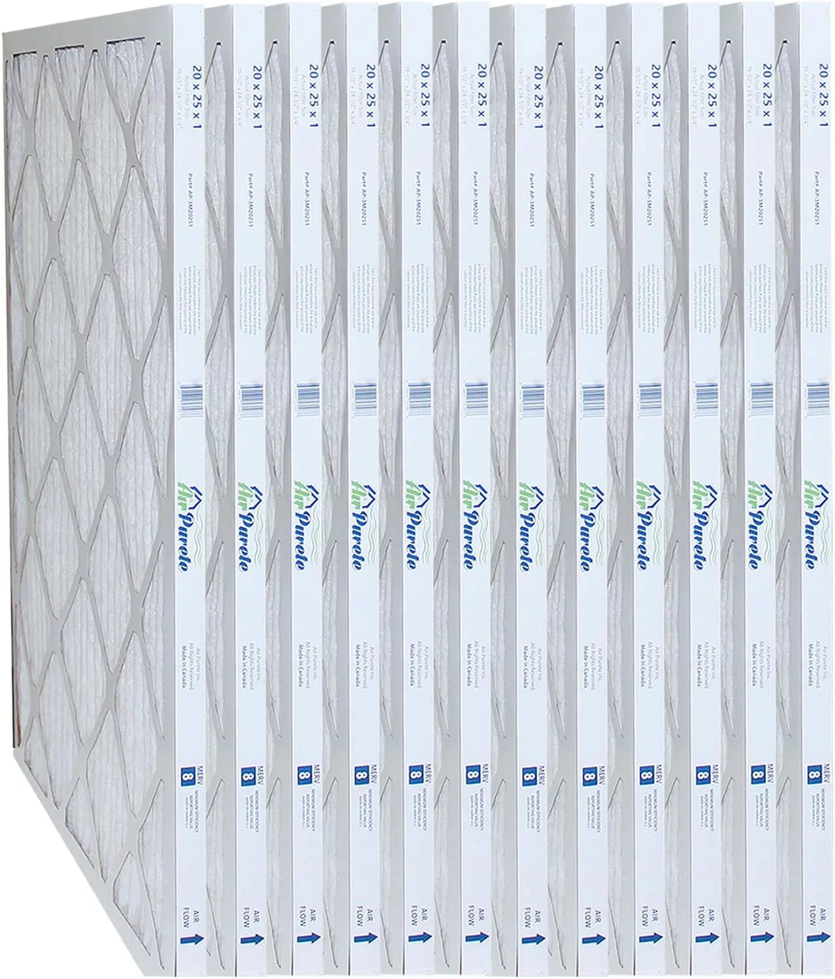 | |Actual 8 High Pack Filters | 12 Size: Furnace 19-1/2” AirPurete 3/4” x Nominal | 24-1/2” Capacity 20x25x1 x of Size: -3M20251