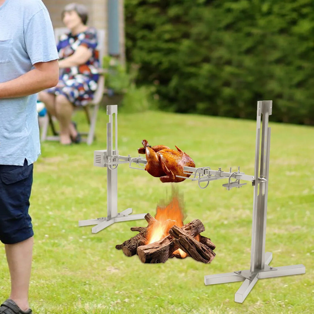 Spit Chicken Kit Roaster Pig 53'' Rotisserie Cooker Picnic Electric Barbecue ZhdnBhnos Large Outdoor Lamb Stainless Steel 15W Grill