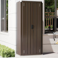 Metal Indoor for Garage& Shed Brown Cabinet Doors Outdoor/ Organizer Storage with Garden 70" in and Storage Shelves