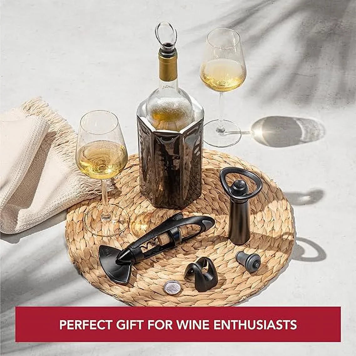 Foil Haves - Wine - Crystal Cutter Stopper Must - Active Concerto Wine Corkscrew Twister Wine Plus- Wine - The Includes Original Saver Wine Wine Vin - Server Vacuum 6pc and Vacu Cooler Set