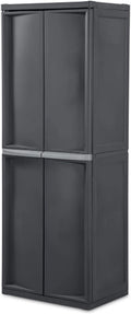and Organize Heavy Storage Unit, Shelf Duty the Garage, to 1-Pack Basement, Plastic Bins Mudroom, Easy Attic, Gray, 4 Cabinet, Assemble in