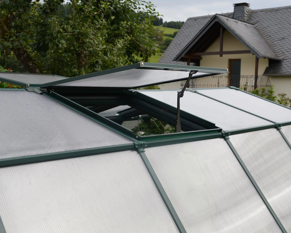 Grand x Clear - Gardener 2 - Greenhouse Canopia Walk-In - 12' Vents 8' Roof with Green Palram