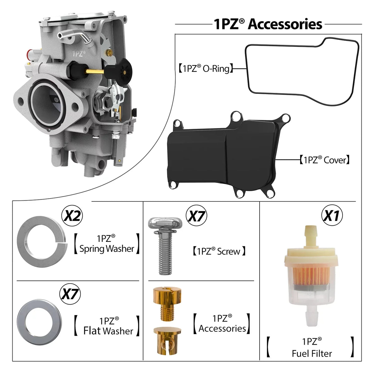YFM350X YFM400 Carburetor Moto-4 Carb Warrior 1PZ Wolverine YFM350 Kodiak W35-CA1 Yamaha 1987-2004 YFM35F 350 1996-1998 4WD for 400 Replacement Bear Big