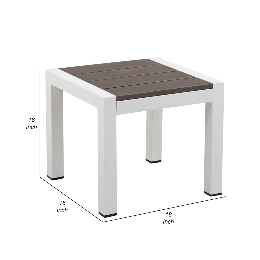 Smooth Frame- Side Gray Josh Polyresin Sherpi Saltoro Planks, 18 End Table, Inch Aluminum