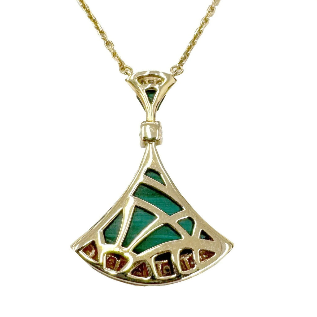 Malachite D0.28ct Pendant Gold Ladies 7.3g Pre-Owned Pink Diamond (Good) Bvlgari K18PG Dream Necklace Diva