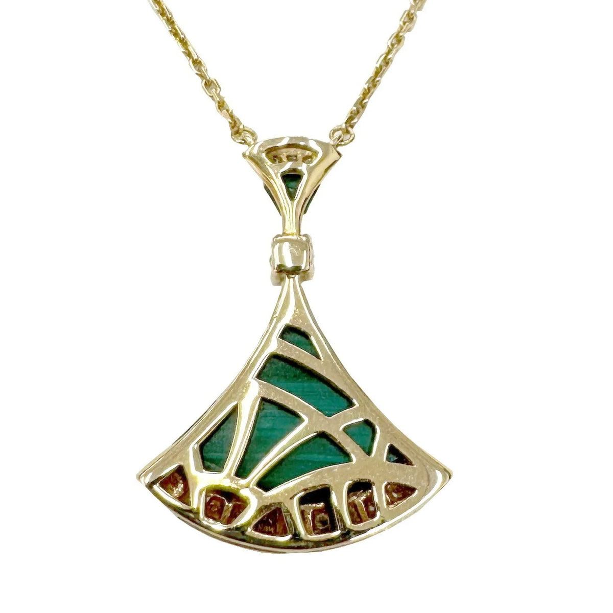 Malachite D0.28ct Pendant Gold Ladies 7.3g Pre-Owned Pink Diamond (Good) Bvlgari K18PG Dream Necklace Diva