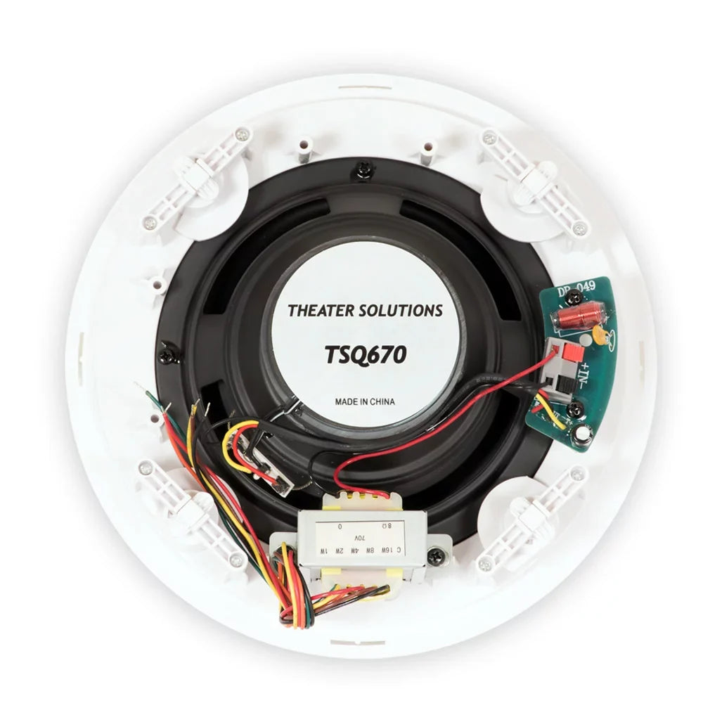 In Pair Woofers TSQ670 70 Volt Mount with Ceiling 6.5" Speakers Pack Solutions Theater Flush 12