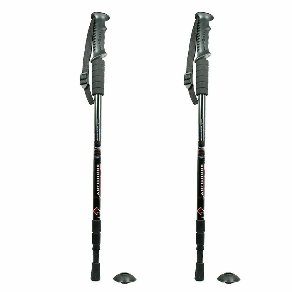 Pair Poles Hiking 2 Sticks Trekking Alpenstock Adjustable Anti-shock of Walking