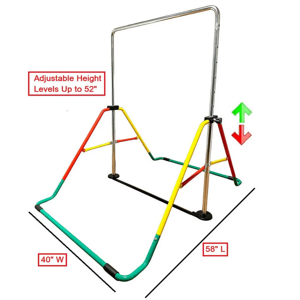 Bar Folding Bar, Adjustable Balançoire & Gymnastics - Training Home Kids Monkey Expandable (Red/Yellow)