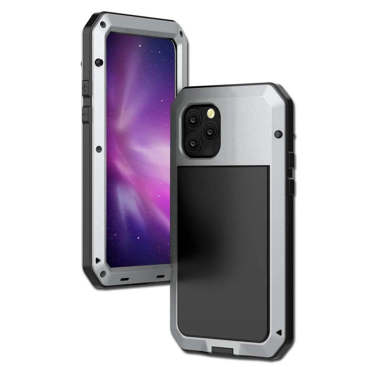 Outdoor Shockproof Military Metal 12 Aluminum Travel and Duty Glass Scratch Rugged Max Heavy iPhone Grade Gorilla Pro Case (Silver) Defensive Protection,