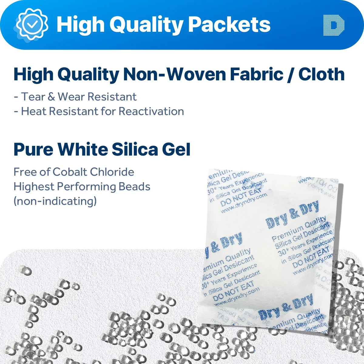 Dehumidifiers Fabric Desiccant Packs] Silica Dry" Rechargeable [50 Gram & 50 - "Dry Premium Packets Gel