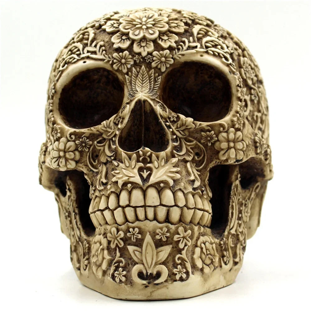 Mai Horror Resin Skull Retro Decoration Props Menghua Decoration Trade Spoof Face American European Halloween Skull Foreign And