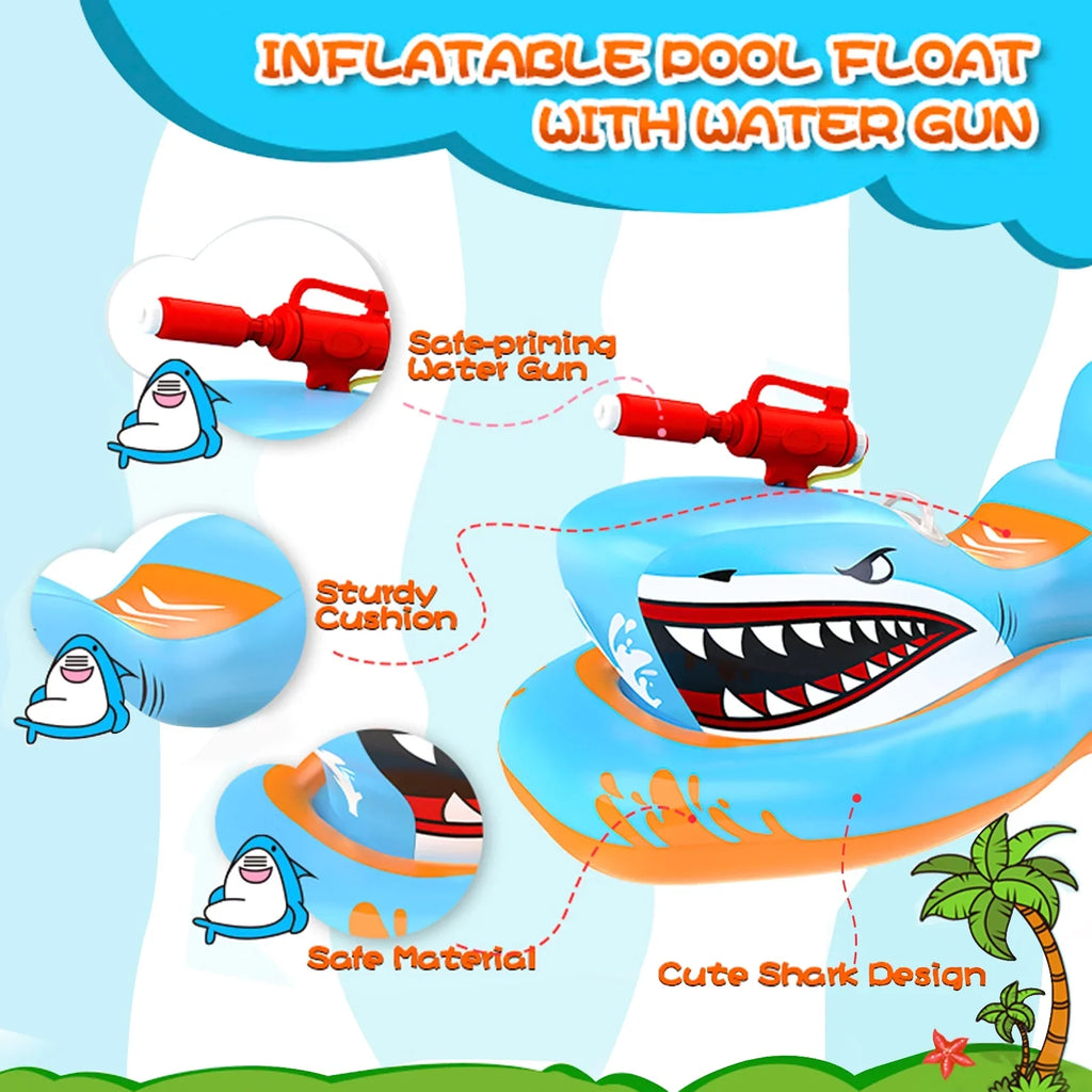 Ride-on Boys Pool Toys Pool Kid Kids,Shark Floats Age 3-12 Pool Moisturepistol Girls for with for Game