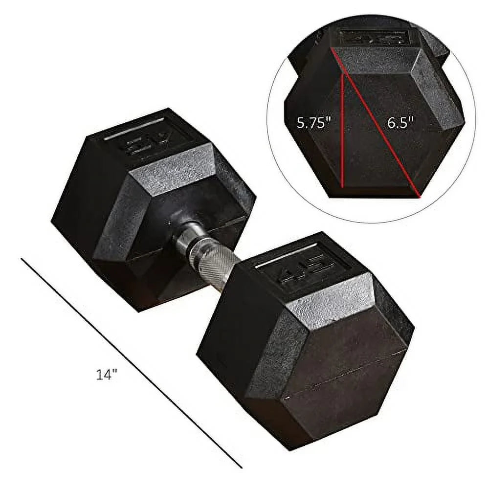 Hand Men x 2 Gym for Rubber Non-Slip with Hex or Handles, 45lbs Women Workout, Set, Anti-roll, Weights Dumbbells Soozier Home
