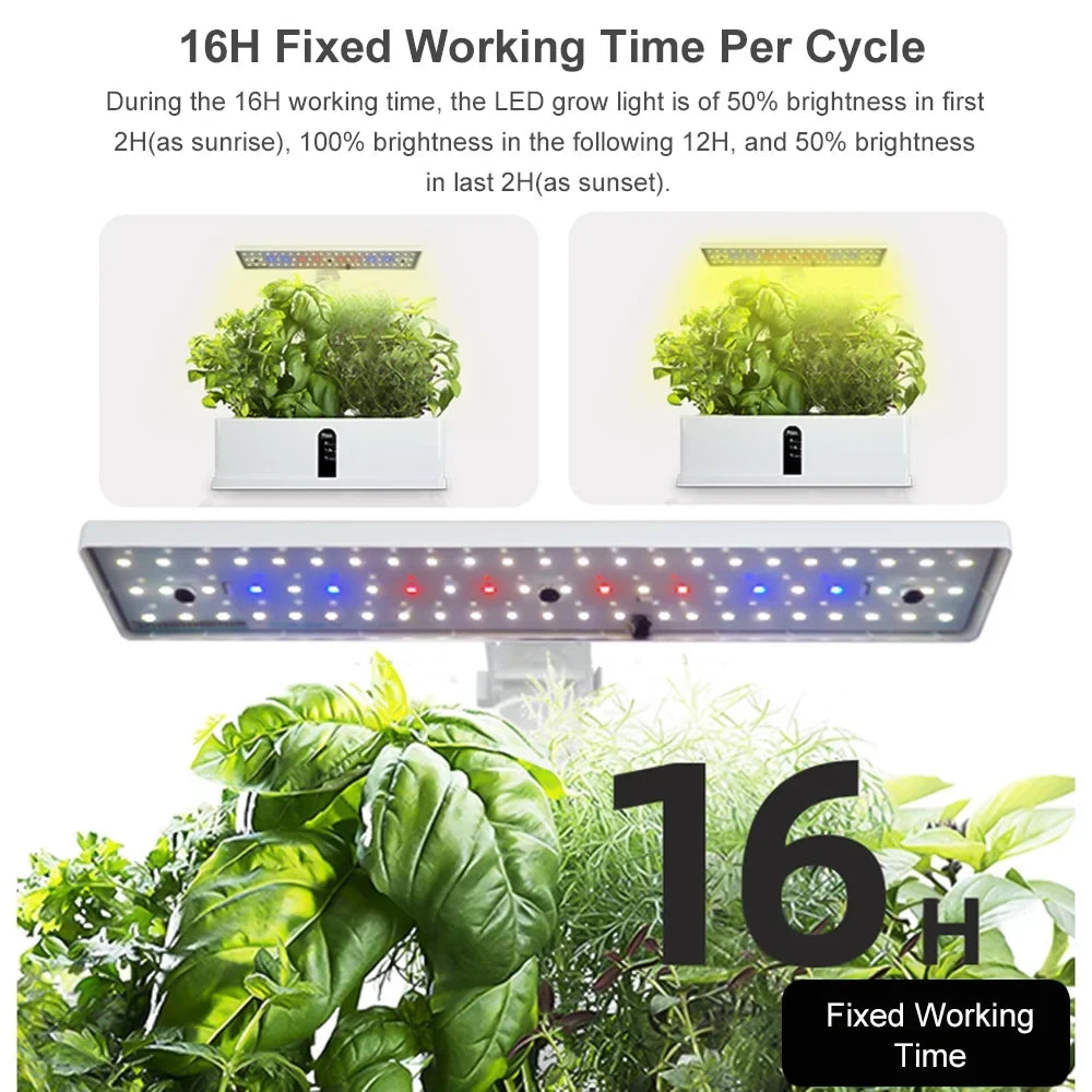 Smart System 15W Grow Garden Moisture Timing Home Lights Office for Pump Kitchen Pods with 2L Smart Indoor Automatic Moisture Growing Height Hydroponics 9 Tank Adjustable Kit