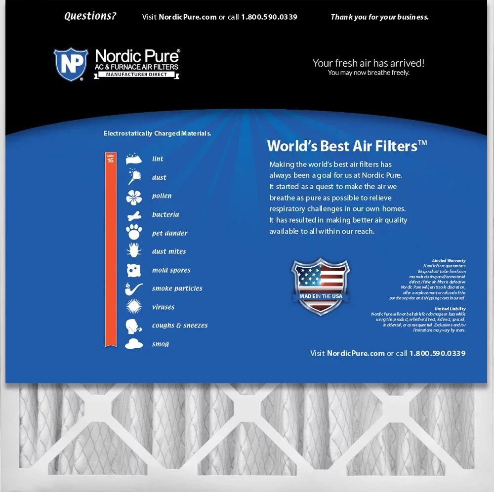 20x20x4 Pack 2 Pleated 5/8) (3 Pure 15 Air Filters Nordic