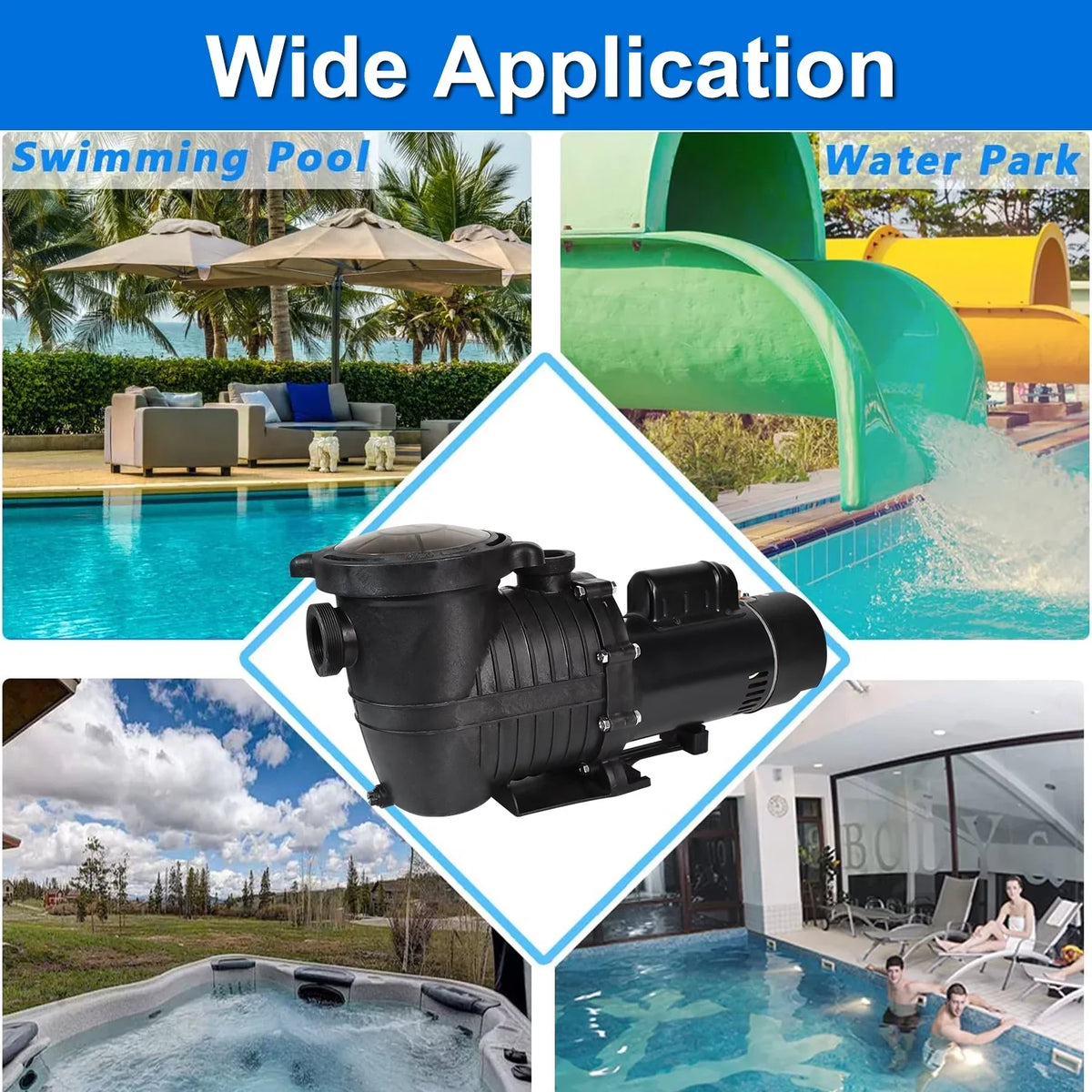 iMeshbean In-ground Pool Ground Motor Pool 1.5HP 110V-230V, Above Pool and Inground Basket Circulation, for Moisture Swimming Strainer Pump, Max 6000GPH, 69FT, Head w/ Swimming