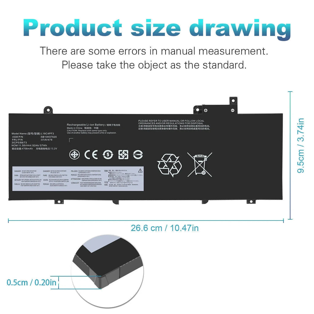 01AV478 SB10K97620 01AV479 57Wh Lenovo ThinkPad T480S L17M3P72 For Battery