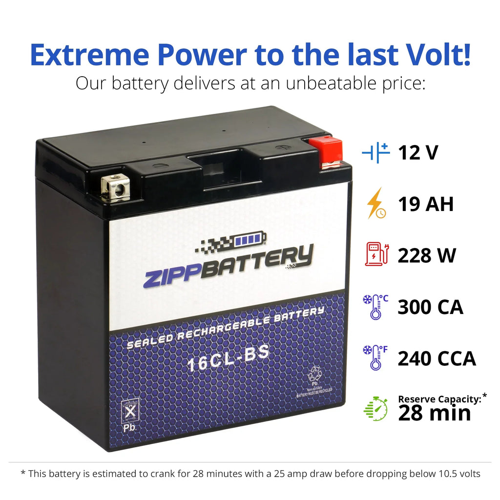 Ts Jf650 Cc Yb16cl-bs Battery Ski Battery for 89-'96, Jf650 Kawasaki 86-'95 650cc Jet X2 Zipp