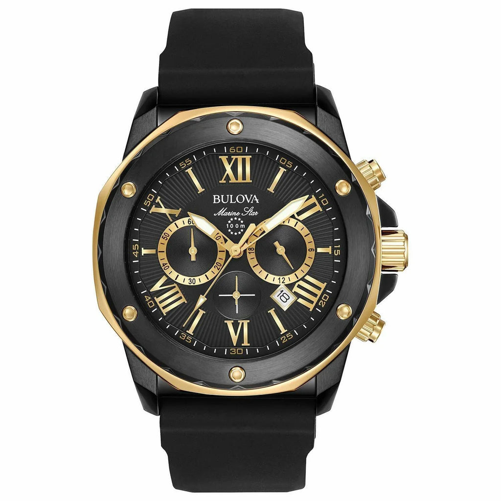Marine Bulova Stainless 98B278 Men's Chronograph Star Watch Steel