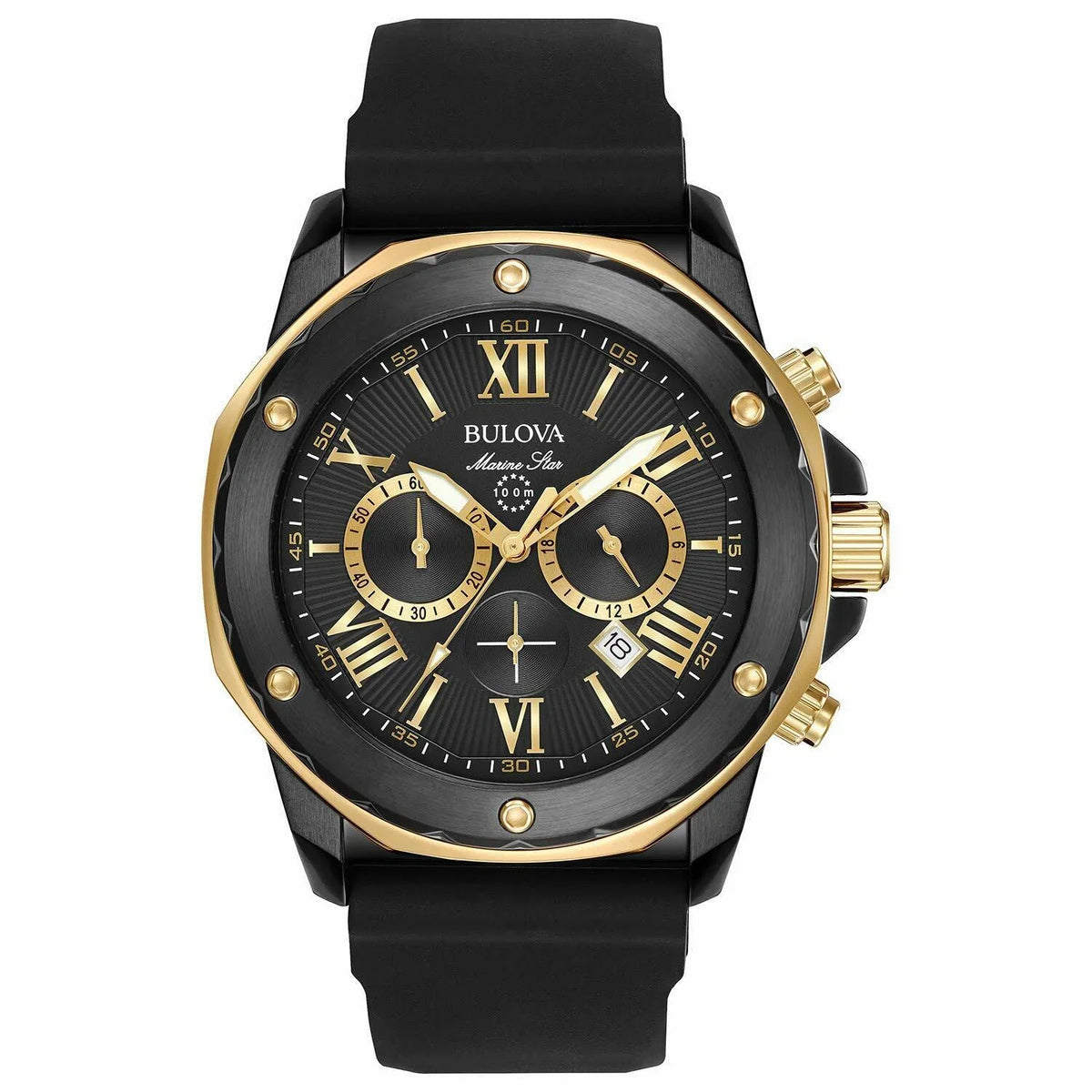 Marine Bulova Stainless 98B278 Men's Chronograph Star Watch Steel