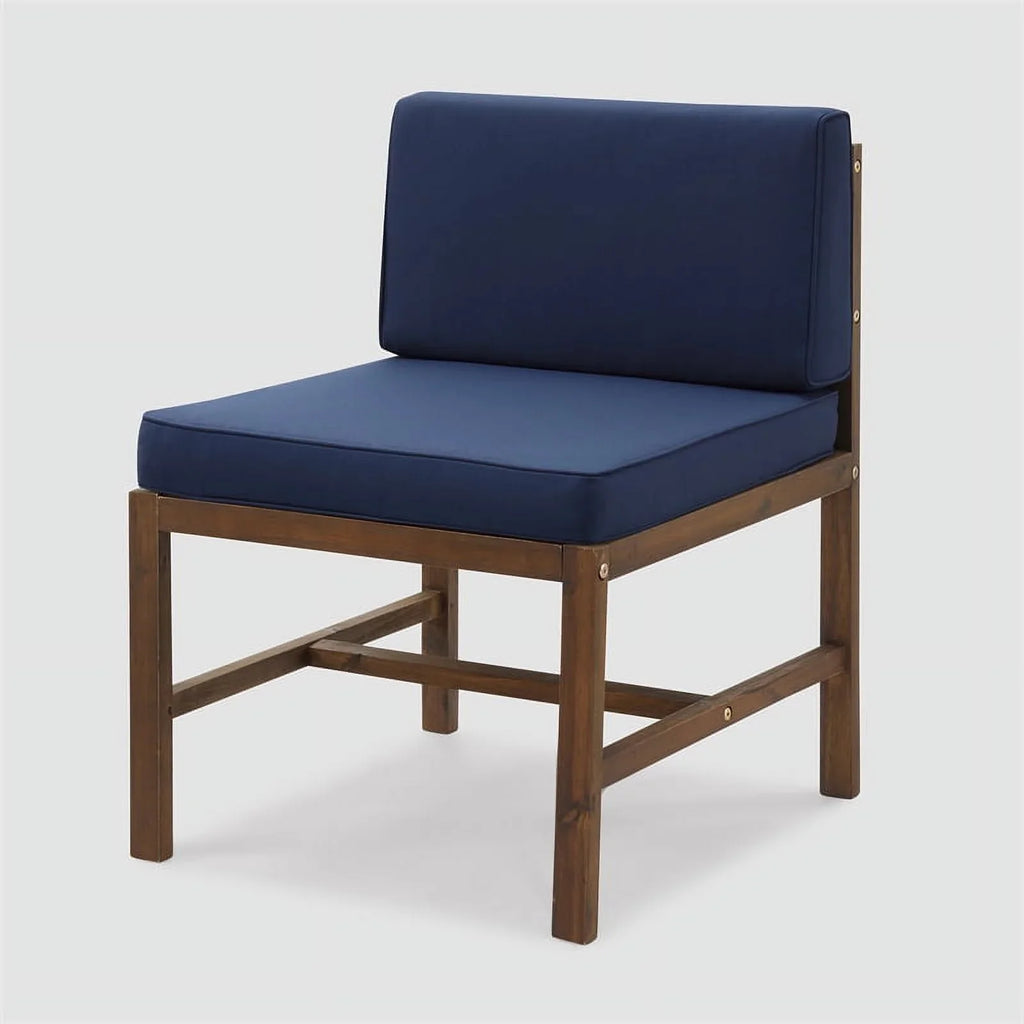 Side Brown/Navy Solid Chair Wood Modular Patio Edison Dark Acacia Blue - Walker