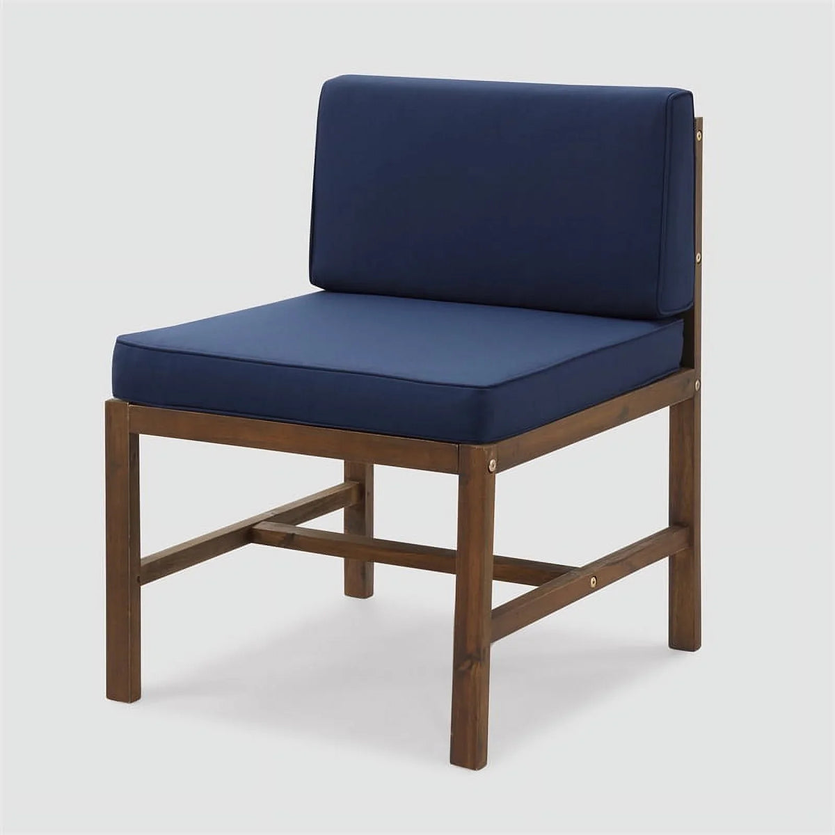 Side Brown/Navy Solid Chair Wood Modular Patio Edison Dark Acacia Blue - Walker