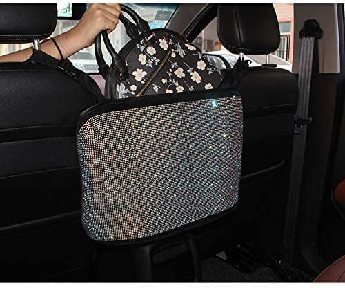 Plush,White Can,Rhinestones Pocket Handbag Between Organizer,Car Net Car Holder StorageTrash Bling Accessories Backseat eing Seat,Back Storage Car Auto Seat - Seat Bag,3-Pack