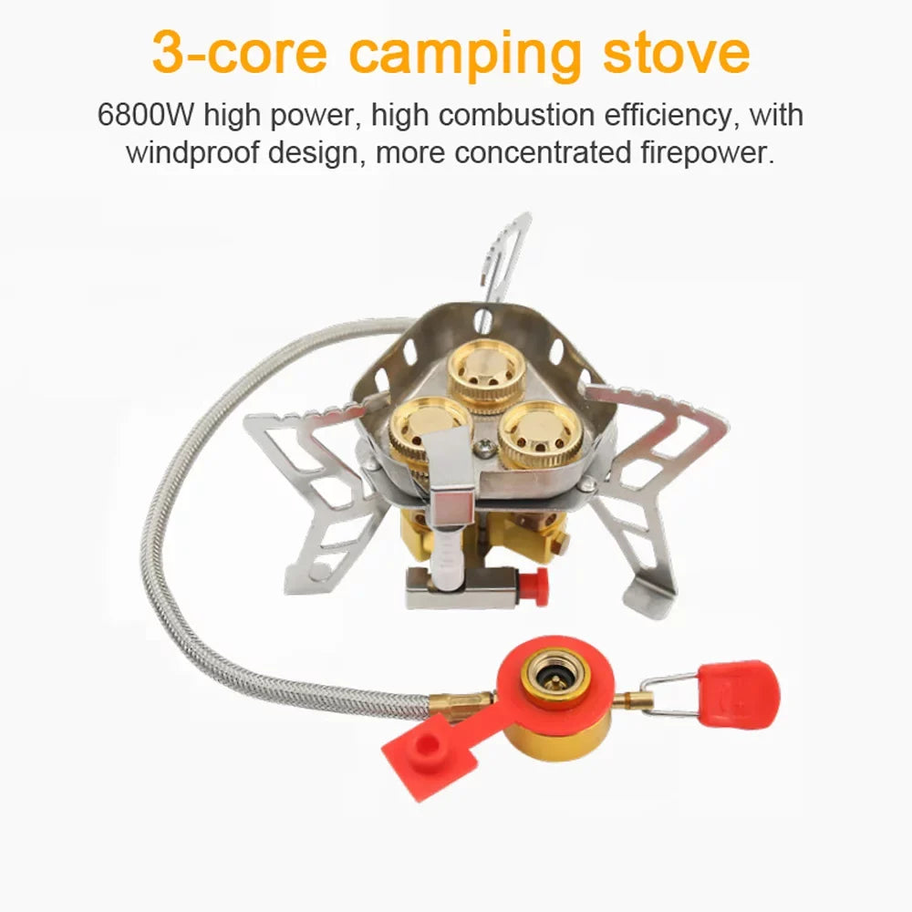 High Valve Cooking Stove, Backpacking Windproof Adjustable for Camping Picnic Tomshoo Gases, 6800W Hiking