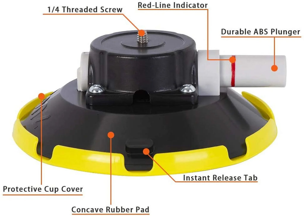 Pump Suction Kit Car Camcorder Holder Panorama 6" Professional w/ Vacuum Mounting Cup 360° Camera Mount, Vehicle