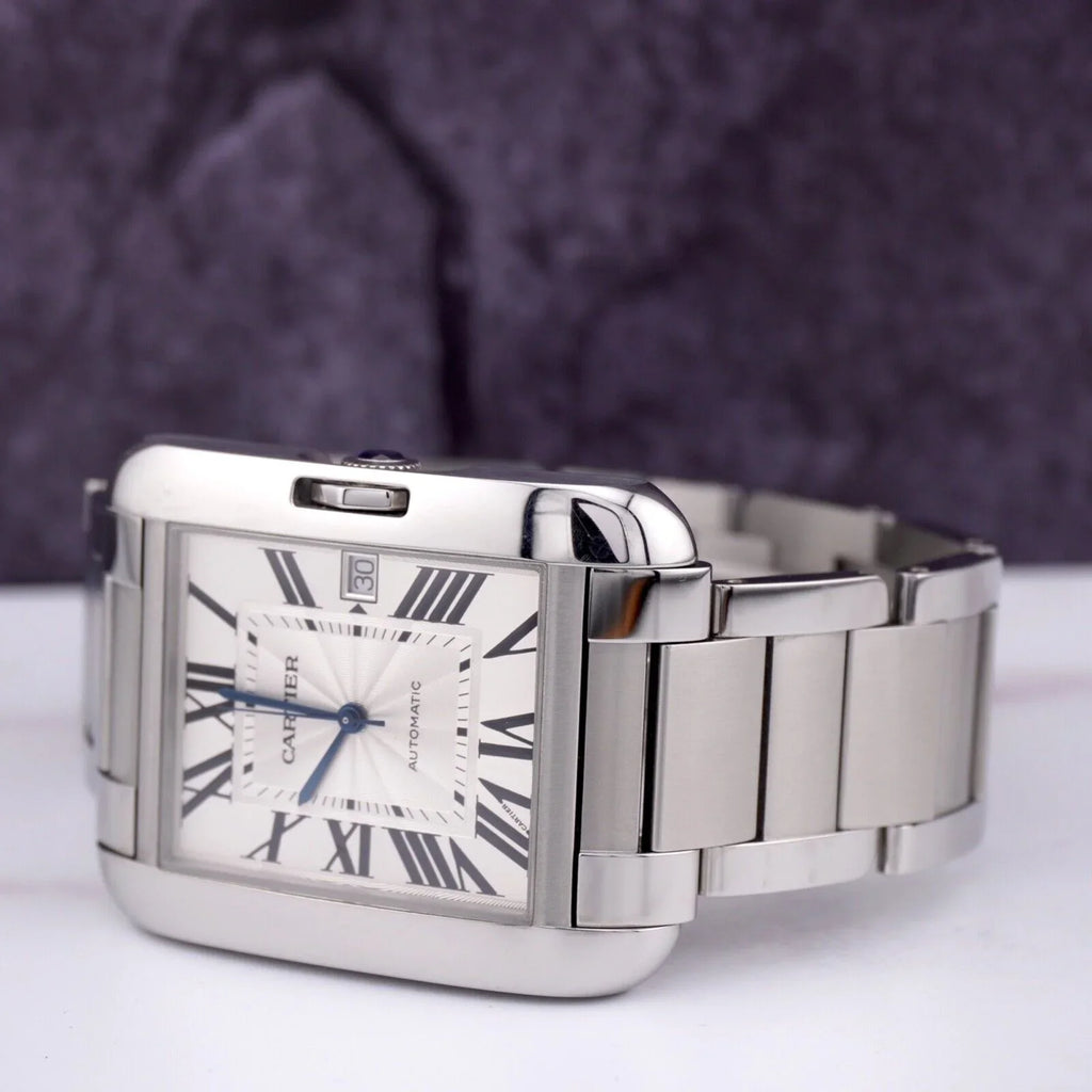 Stainless Anglaise Watch Tank by 37mm Silver Cartier 49mm 3507 Steel Mens Dial