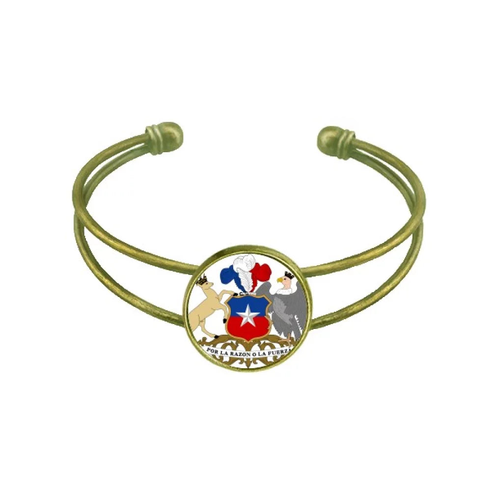 Retro Jewelry Chile National Open Emblem Cuff Country Bracelet Bangle