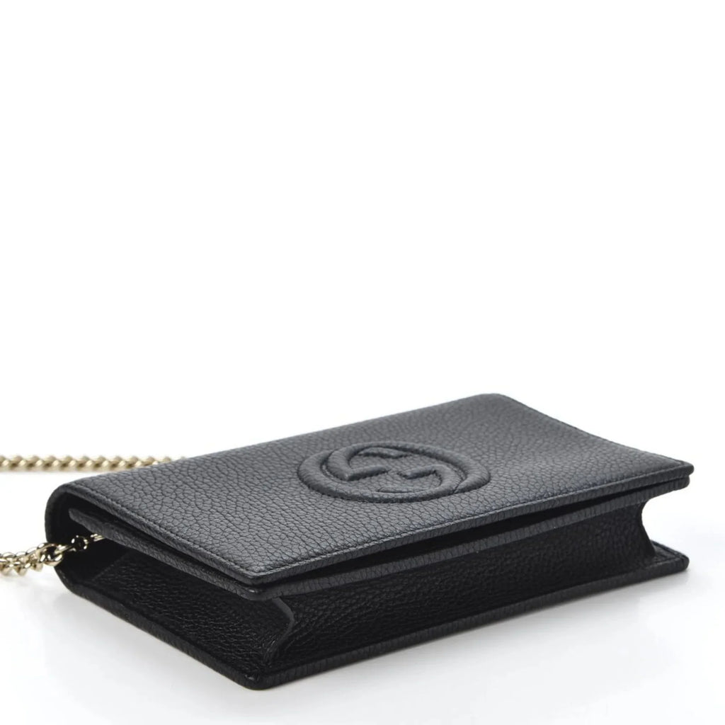 Cross on Gucci Bag Soho Leather Wallet Chain Body Black