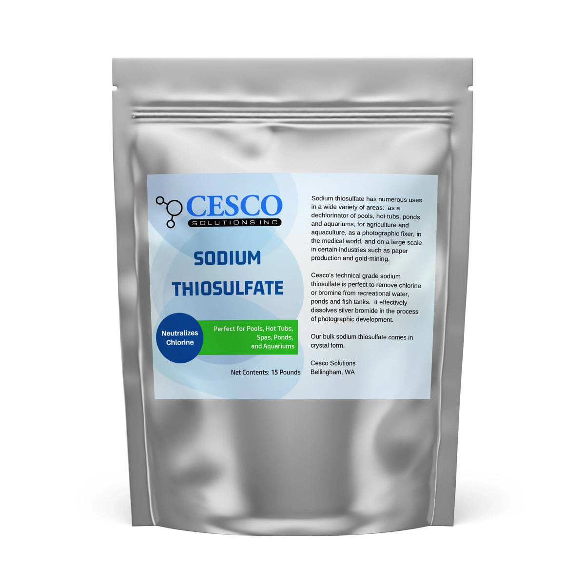 Thiosulfate for Premium 15 Solutions Chlorine Package lbs Bulk - - Tubs for Neutralizer Dechlorinator Cesco Remover Hot Aquarium, Chlorine Pentahydrate Technical-Grade by Pond Pool Pools, - Sodium