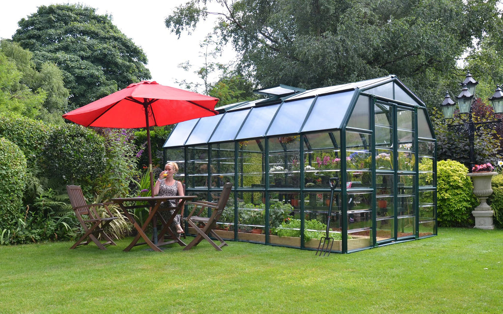 Grand x Clear - Gardener 2 - Greenhouse Canopia Walk-In - 12' Vents 8' Roof with Green Palram