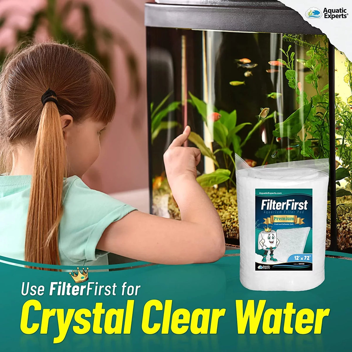 Inch to FilterFirst by 72 Inch for Crystal Filter - Floss Aquarium Filter 12 Filters, for ½ Moisture Fish Pad, Roll Aquarium Thick Filter ⅜ Aquatic by Media Experts Tank Clear