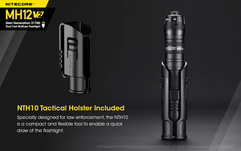 (Included) Nitecore V6 -L2 Battery -1200 Lumens V2 -21700 Flashlight MH12