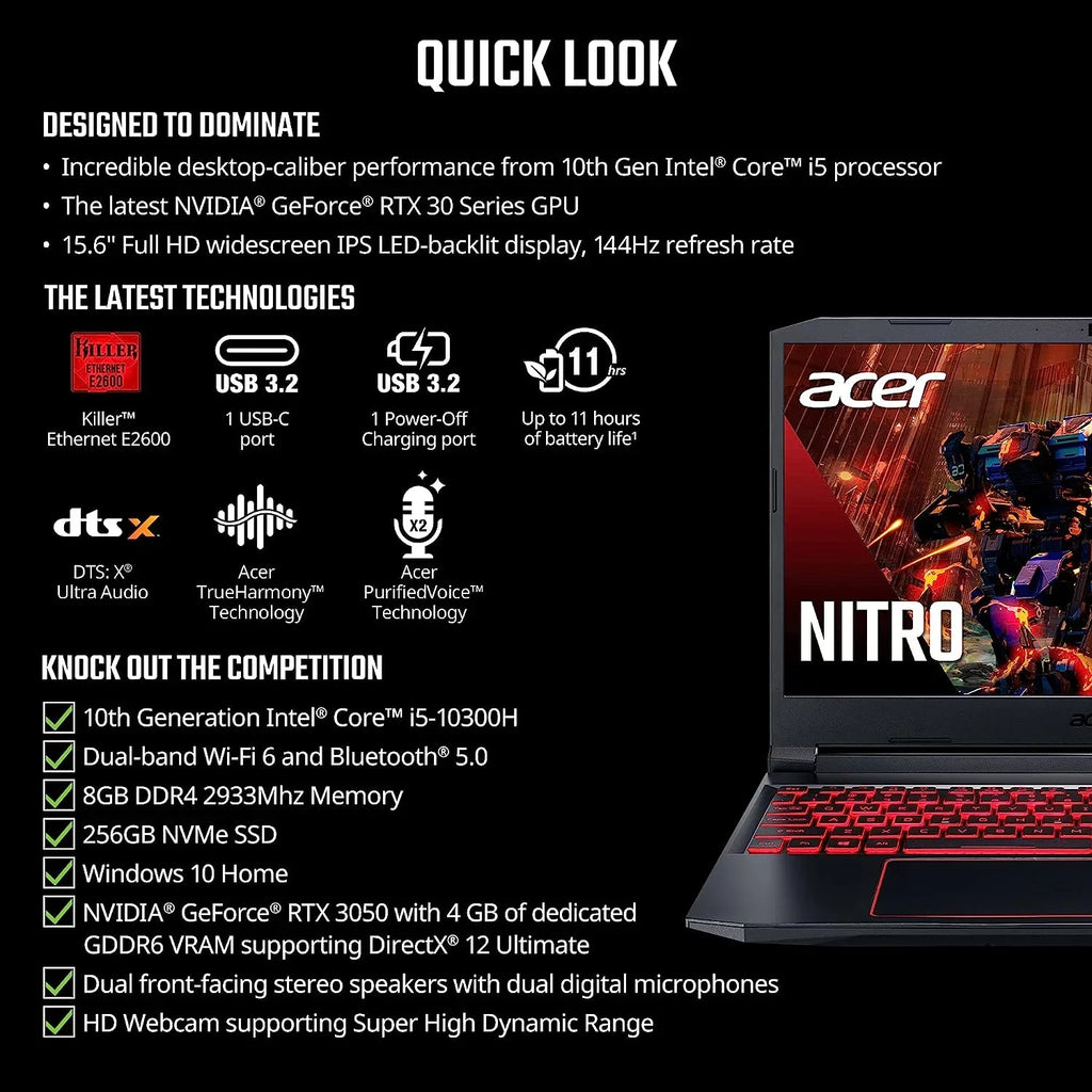 Durability Gaming Nitro Wired Headset 6ft + + Gaming Cable Gaming Cleaner 5 + + Stereo Laptop Mouse 15.6-Inch Screen Acer High 144hz
