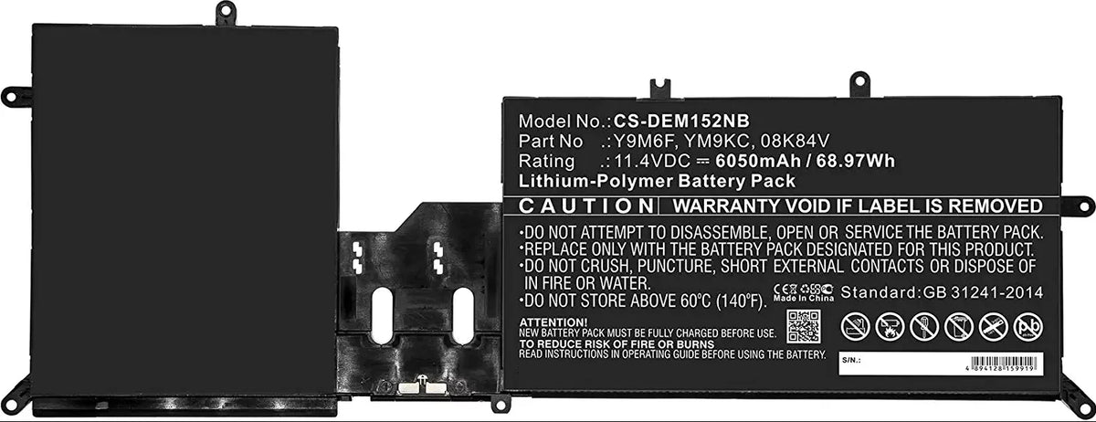 6334MAH Y9M6F M17 R2 Battery Batteries Genuine 11.4V Dell 76WH YM9KC Cable Alienware Laptop W/