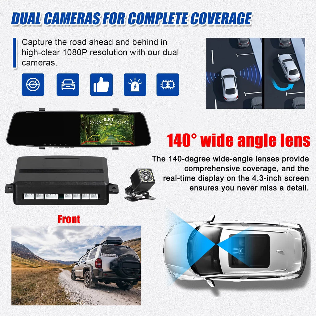 Rear Reverse Camera 4.3 Rear Screen Camera,Camera Dash Inch Dash Inch Dash Screen Reverse Camera Reco Radars Dual Radars Dual 1080P Dash Support Inch 4.3 Rear Radars Cam Dazzduo Rear 4