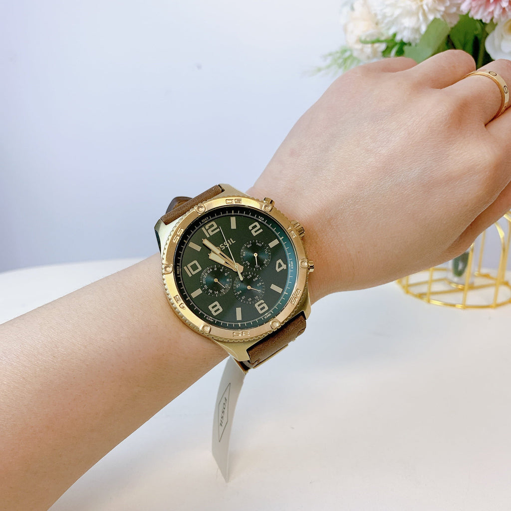 Watch Fossil Leather Brox Medium BQ2742 Multifunction Brown
