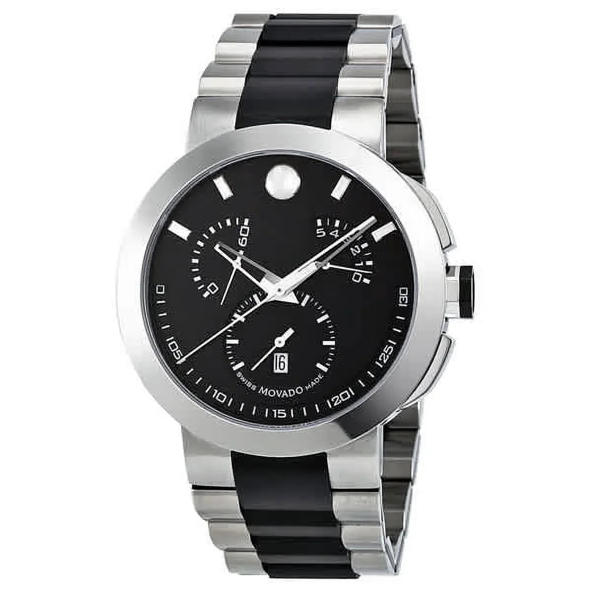 Watch 0606546 Movado Mens Chronograph Verto Black Two Tone Dial Steel Stainless