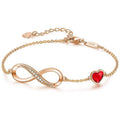Gold Crystal Silver 925 Sterling Red Rose Bracelet Infinity