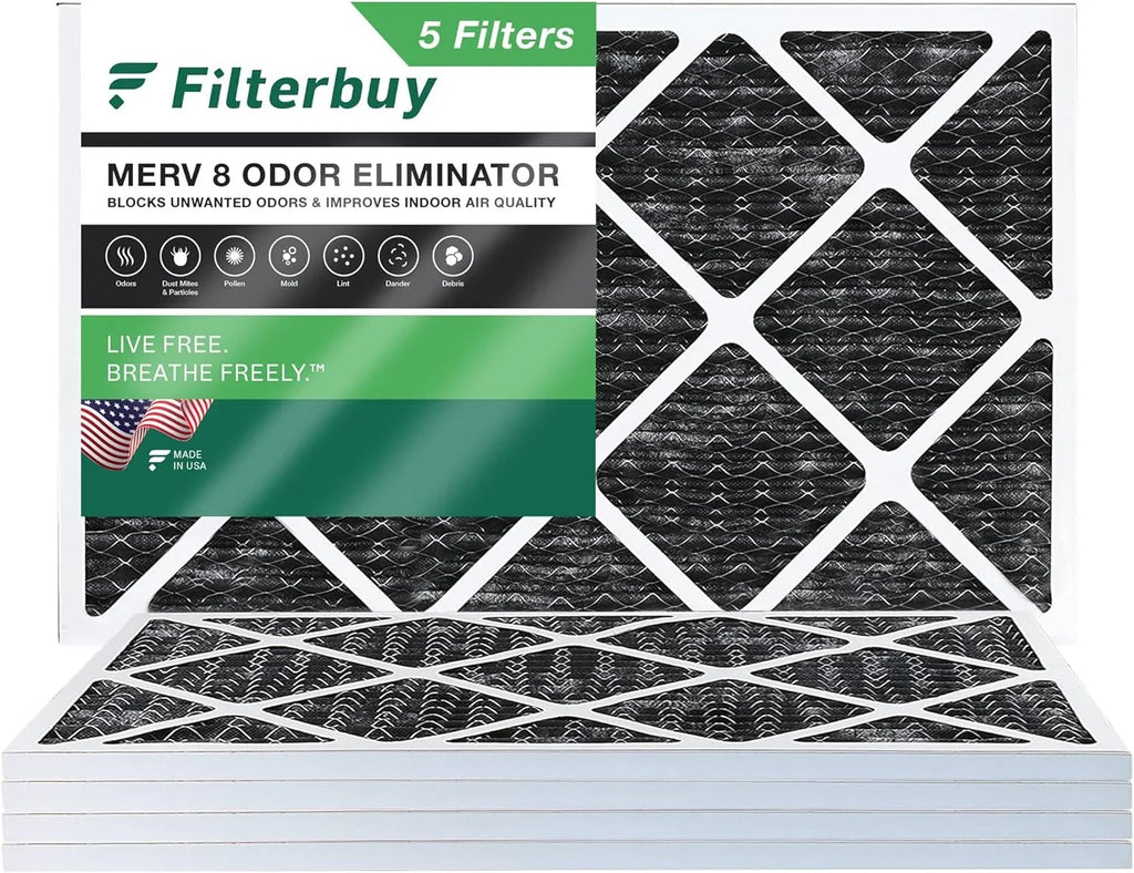 Activated Filters with 12x20x1 Carbon Eliminator 8 Pleated Odor Furnace (5-Pack) Filterbuy Air