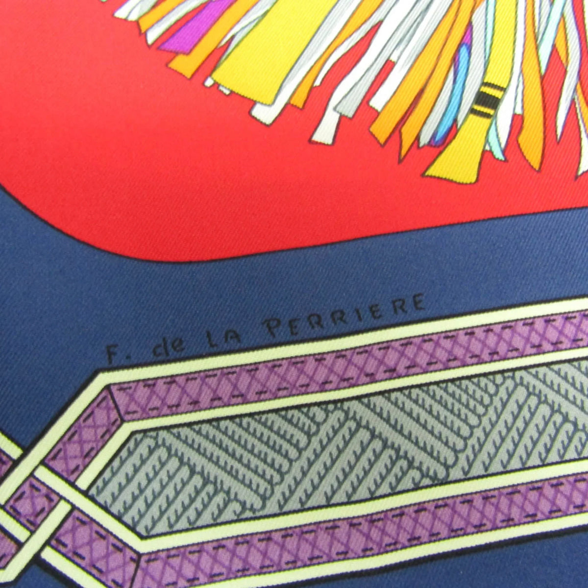 Scarf Carre90 Pre-Owned Hermes Multi-color,Navy,Red (Good) Silk Women's Color