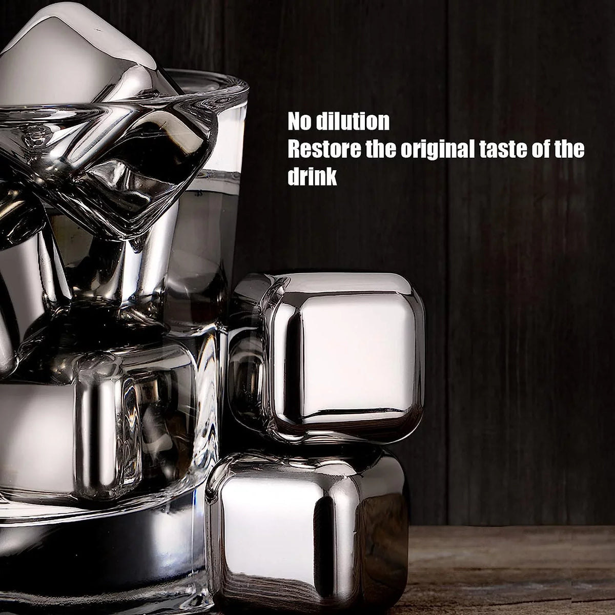 Ice Cube Scotch Stainless Whisky Gin Chilling Women(Size:12 Men Metal Party Steel Rocks Tonic Whisky Wine Reusable Pieces,Color:Square) Drinks for Stones Cooling