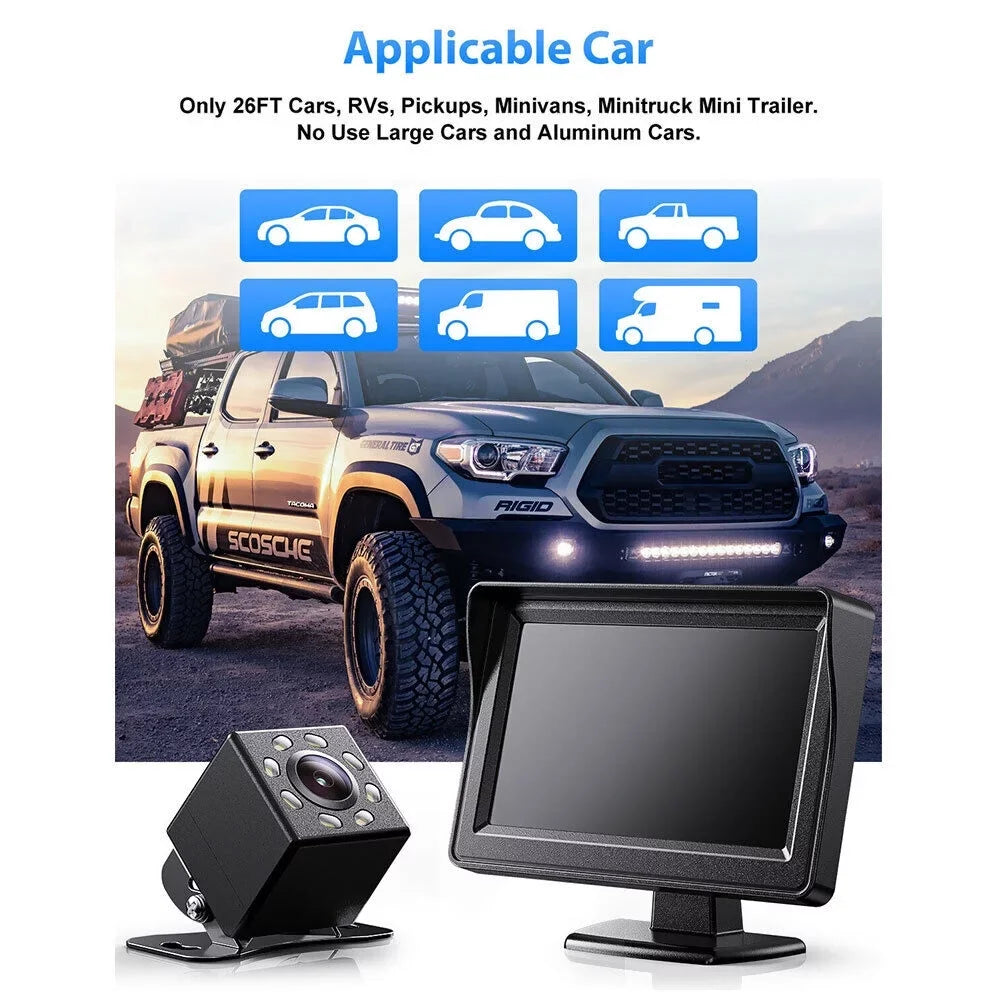 Installation One Easy Cars, Suvs Trucks, Power 4.3 Rear Camera Grid Night Camera Vision Use for Lines Backup Camera Car Moistureproof 8 Backup 720P Backup Reverse/Continuous Pickups, Inch System