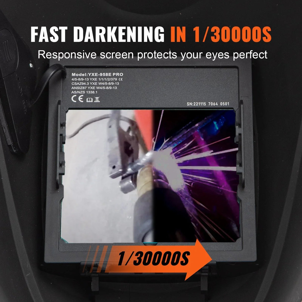 Darkening 5.888 Wide 13 Welding True for 4- Sensor in. Vevor Shade to Helmet Auto Solar Color Powered