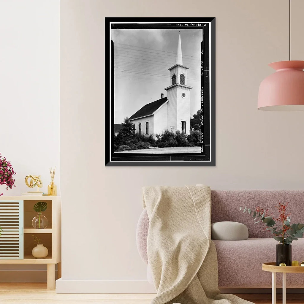 Framed County, x Church, Santa 17-7/8" 2, Cruz 21-7/8" - Soquel, Congregational Historic Print,